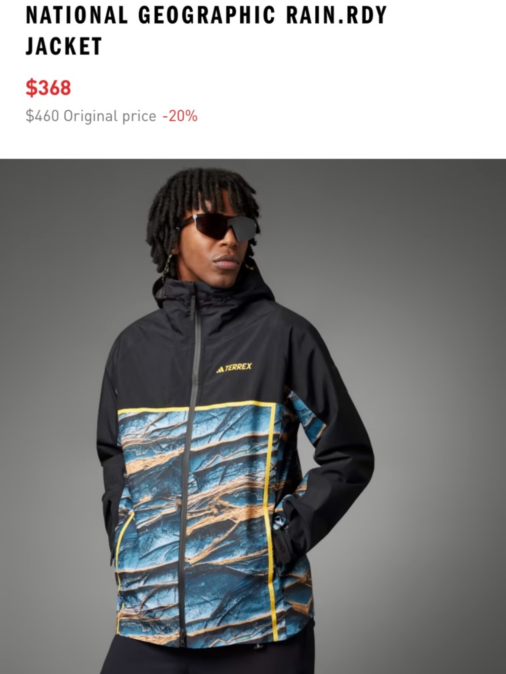 Adidas Terrex National Geographic Black & Blue Rain Jacket